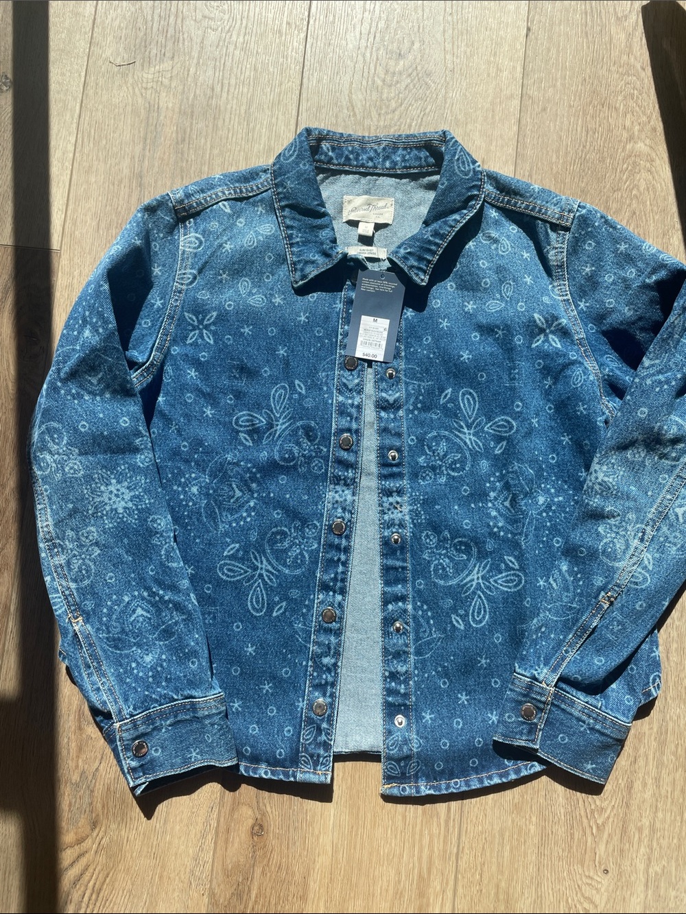 Universal Thread Blue Denim Jacket with Bandana Print